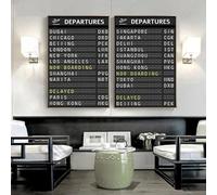 Baibexing 2 Pezzi, Poster Da Viaggio Con Tabellone Delle Partenze Dell'Aeroporto, Stampe Artistiche Decorative Su Tela Per La Decorazione Della Casa 21X30Cmx2Pcs Senza Telaio