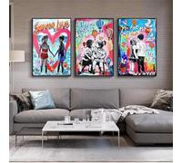 Baibexing Arte Astratta Dei Graffiti Di Strada, Tu Sei Il Mio Amore, Dipinti Su Tela, Poster E Stampe, Quadri Da Parete Per Soggiorno, Arredamento Per La Casa 21X30Cmx3Pcs Senza Telaio