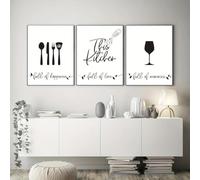 Baibexing Cuadro De Lienzo Con Diseño De Cocina Minimalista Llena De Amor Para Pared, Póster Impreso Para Decoración Del Hogar Y La Sala De Estar. 60X80Cmx3Pcs Senza Telaio