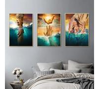 Baibexing Dipinto Su Tela Gesù La Mano Di Dio Poster Gesù Cristiano Dammi La Tua Mano Immagini Artistiche Da Parete Stampe Decorazioni Per La Casa Cuadros 30X40Cmx3Pcs Senza Telaio
