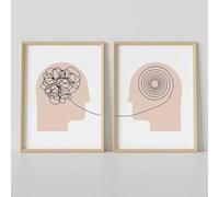 Baibexing Dipinto Su Tela Parlare Aiuta Lo Studio Del Terapeuta, Arte Nordica, Poster E Stampe Murali Per L'Arredamento Dello Studio Medico. 40X60Cmx2Pcs Senza Telaio