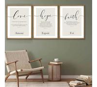 Baibexing Fede Speranza Amore Versetto Della Bibbia Poster E Stampa Artistica Da Parete In Francese Su Tela Quadro Nordico Da Parete Per Soggiorno Decorazione Cristiana 40X50Cmx3Pcs Senza Telaio