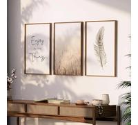 Baibexing Goditi Le Piccole Cose Citazione Astratta Piuma Grano Poster E Stampe Su Tela Dipinto Arte Murale Immagine Soggiorno Camera Da Letto Arredamento 21X30Cmx3Pcs Senza Telaio