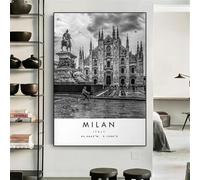 Baibexing Moderna Milano Viaggio Stampa Milano Poster Italia Wall Art Minimalista Tela Pittura Immagini Regalo Popolari Per La Decorazione Della Stanza Di Casa 40X50Cm Senza Telaio