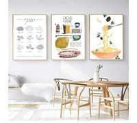 Baibexing Poster Di Pasta Italiana Retrò In Stile Vintage, Stampa Di Un Ristorante, Arte Murale Su Tela, Decorazione Per La Cucina. 30X40Cmx3Pcs Senza Telaio