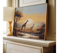 Baibexing Poster E Stampe Su Tela Con Raffigurata Una Mamma Giraffa E I Suoi Cuccioli, Ideale Per Decorare Le Pareti Del Soggiorno. 40X60Cm Senza Telaio
