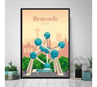 Baibexing Poster E Stampe Vintage Della Mappa Della Città Di Bruxelles, Belgio, Dipinti Su Tela, Quadri Da Parete Per Soggiorno, Arredamento Per La Casa 50X70Cm Senza Telaio