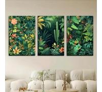 Baibexing Quadri Su Tela Con Immagini Di Giungle Tropicali E Foreste Pluviali Selvagge, Perfetti Per Decorare Le Pareti Del Soggiorno. 40X60Cmx3Pcs Senza Telaio