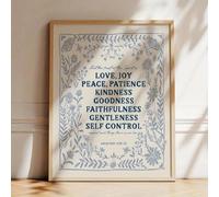 Baibexing Quadro Su Tela Moderno E Retrò Con Scritte Amore, Gioia, Pace E Citazioni Bibliche Sui Muri, Colore Blu, Ideale Per Camera Da Letto, Soggiorno E Arredamento Casa. 21X30Cm Senza Telaio