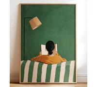 Baibexing Ritratto Astratto Di Donna Che Legge, Libri, Dipinto Su Tela, Arte Da Parete, Quadro Per Sala Lettura, Decorazione Camera Da Letto A10 50X70Cm Senza Telaio