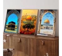 Baibexing Stampe Su Tela Con Acquerelli Raffiguranti La Moschea Islamica Kaaba E Le Sacre Scritture Musulmane, Quadri Da Parete Per Soggiorno, Ufficio E Arredamento Casa. 21X30Cmx3Pcs Senza Telaio
