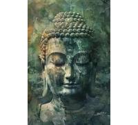 Baibexing Stampe Su Tela Ispirate Alla Meditazione E Allo Zen, Poster Da Parete Con Statua Del Buddha Di Grandi Dimensioni, Texture Vintage, Decorazione Per Soggiorno, A11 50X70Cm Senza Telaio