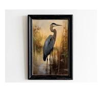 Baibexing Vingtage Uccello Airone Azzurro Garzetta Gufo Ibis Pellicano Cicogna Passero Gru Poster Stampa Su Tela Arte Della Parete Per Soggiorno Camera Da Letto Home Decor A1 40X50Cm Senza Telaio