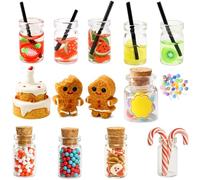 BaiDekun 28 accessori per gnomi, set di accessori in miniatura per Natale, con bottiglie alte, bicchieri per frutta, biscotti e torte, ideali per decorazione porta dei gnomi, casa delle bambole e