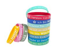 BaiDekun 36 braccialetti motivazionali per bambini in tedesco in silicone durevole con frasi motivazionali - ideali come regalo per compleanno, inizio della scuola o riempimento del sacchetto della