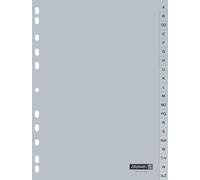 Baier & Schneider - Divisori alfabetici per raccoglitore ad anelli, in plastica, A-Z, A4, 225 x 297 mm, 20 pz, colore: Grigio