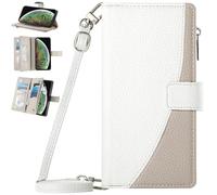 BaiFu Cover a portafoglio per Oppo Find X9 Pro, borsa con porta carte di credito, tracolla, cordino, cerniera, custodia protettiva per telefono-Bianco