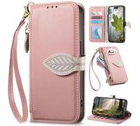 BaiFu Custodia a portafoglio con cerniera per Leitz Phone 3, cinturino da polso, supporto, Cover con motivo a foglie d'albero per Leitz Phone 3-Rosa
