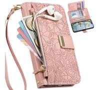 BaiFu Custodia a portafoglio per Realme P4R 5G (India), motivo floreale, cinturino da polso, borsa con chiusura magnetica, Tasca con cerniera per Realme P4R 5G (India)-Rosa