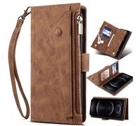 BaiFu Custodia Portafoglio per Huawei nova 15, RFID Blocking, Cinturino da Polso, leggio,Chiusura Lampo Cover per Huawei nova 15-Marrone