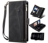 BaiFu Custodia Portafoglio per vivo X200 FE, RFID Blocking, Cinturino da Polso, leggio,Chiusura Lampo Cover per vivo X200 FE-Nero