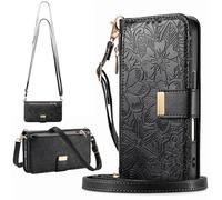 BaiFu per Honor 400 5G Custodia Portafoglio Donna, 6 porta carte, supporto, chiusura magnetica, Cover con cerniera per Honor 400 5G-Nero