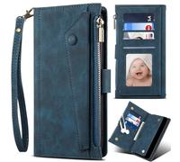 BaiFu RFID Blocking Tasca Custodia per Samsung Galaxy M31, Stand Slot Schede Chiusura Magnetica Cover per Samsung Galaxy M31-Blu