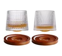 BAIFULAI 2 bicchieri da whisky, 200 ml, bicchieri da whisky con sottobicchieri in bambù, per degustazione di cocktail Scotch Bourbon