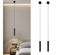 BAIFULAI 2 lampadari a sospensione GU10, cilindro: 20 × 3 cm, moderno cilindro in alluminio, regolabile in altezza, lampada a sospensione GU10, per cucina, comodino, tavolo da pranzo, soggiorno
