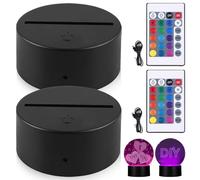 BAIFULAI 2 pezzi attacco LED, attacco luminoso 3D con telecomando e cavo USB, regolabile in 16 colori, controllo touch, luce notturna a LED per acrilico e plexiglas
