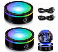 BAIFULAI 2 pezzi base luce LED, luci a LED, 6 colori, rotonde, con interruttore touch sensibile, base per lampada a LED per display artistico