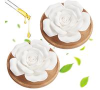 BAIFULAI 2 pezzi di pietre profumate per oli essenziali, set di pietre profumate con base in legno, pietra profumata per oli essenziali per profumo, aromaterapia per meditazioni yoga