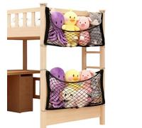 BAIFULAI 2 pezzi di rete per animali di peluche: 70 x 30 cm, rete elastica per la cameretta dei bambini, da appendere alla parete, per riporre giocattoli, cameretta dei bambini, colore nero