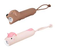 BAIFULAI 2 pezzi torcia ricaricabile per bambini in silicio: torcia per bambini in silicone dimmerabile con cucciolo e unicorno, torcia portatile a LED stroboscopica per bambini dai 3 anni in su