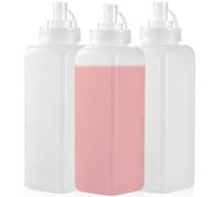 BAIFULAI 3 bottiglie da spremere, 1000 ml, in plastica, con cappuccio, dosatore, trasparente, senza perdite, per pittura, ketchup, salsa piccante, olio d'oliva