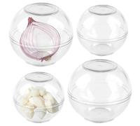 BAIFULAI 4 contenitori per cipolle, sfere di aglio e cipolle, frigorifero, plastica, diametro 7 e 9 cm, trasparente, cipolla e aglio