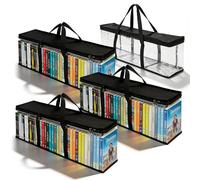 BAIFULAI 4 custodie per DVD, 60 x 15 x 22 cm, spazio per 160 DVD, videogiochi, PVC trasparente e tessuto in poliestere, con cerniera e manici rinforzati