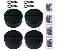 BAIFULAI 4 pezzi attacco LED, attacco luminoso 3D con telecomando e cavo USB, regolabile in 16 colori, controllo touch, luce notturna a LED per acrilico e plexiglas