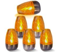 BAIFULAI 6 candele a LED a energia solare, per esterni, impermeabili, tremolanti, per esterni, resistenti alle intemperie, giardino, terrazza, balcone, decorazione solare per esterni