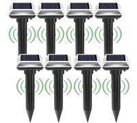 BAIFULAI 8 pezzi spaventapasseri solari, spaventappi, spaventaparvicole a ultrasuoni, IP66, impermeabile, per talpe, gopher serpenti, arvicole e altri parassiti (nero)
