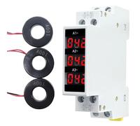 BAIFULAI Amperometro DIN a binario trifase, AC80-500 V 1-100 A, display digitale a LED, contatore di corrente modulare trifase, voltmetro digitale, amperometro, display trend di misurazione
