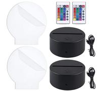 BAIFULAI Attacco a LED, 2 pezzi, attacco luminoso 3D, con pannello luminoso, telecomando e cavo USB, regolabile, 16 colori, controllo touch, luce notturna a LED, per acrilico e plexiglas