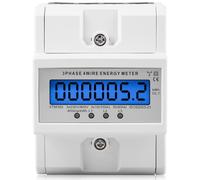 BAIFULAI Contatore elettrico a 3 fasi, 4 fili, contatore di corrente trifase 230/400 V, 3 x 5-100 A, contatore di corrente digitale LCD, contatore intermedio per guida DIN DIN DIN 50/60 Hz