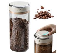 BAIFULAI Contenitore in vetro ermetico, 1,7 l, per chicchi di caffè, trasparente, con valvola di scarico, datario, contenitore per chicchi di caffè, polvere, noci, tè, cacao, foglie di tè