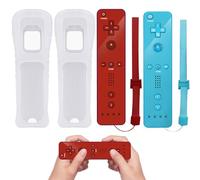 BAIFULAI Controller Wii da 2 Pezzi, Telecomando Wii con Custodia in Silicone e Cinturino da Polso, Controller di Gioco Controller Wii, Telecomando Wii per Wii e Wii U Host (Rosso + Azzurro)