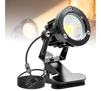 BAIFULAI Faretto LED con morsetto: faretto a morsetto a LED con cavo da 1,8 m, spina e interruttore manuale, lampada esterna impermeabile e impermeabile con morsetto per illuminazione esterna ed