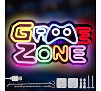 BAIFULAI Gaming Zone Insegna al Neon, LED Gaming al Neon Colorato, Luce al Neon USB Letter Game per Decorazione da Parete, Insegna al Neon per Zona Gaming, Grotta dell'Uomo, Regali Insegna LED per