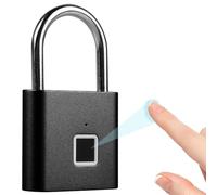 BAIFULAI Lucchetto con impronte digitali, resistente alle intemperie, ricarica USB, per palestra, bagagli, magazzini, armadietti (nero)