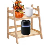 BAIFULAI Scaffale da cucina per spezie, 29 x 27 x 18 cm, 2 animali in bambù, imitazione di rattan, decorazione per spezie, in piedi, in bambù, per ufficio, bagno, cucina