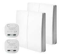 BAIFULAI Set di 2 interruttori della luce radio RF433, senza batteria, interruttore di sicurezza e controller ricevitore, 10 A, per il controllo della luce, corpo di illuminazione domestica, UE 2 Gang